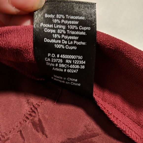 Babaton Red Berry Burgundy Slacks Dress Pants Vegan Silk Triacetate Women's 6 - Picture 10 of 13